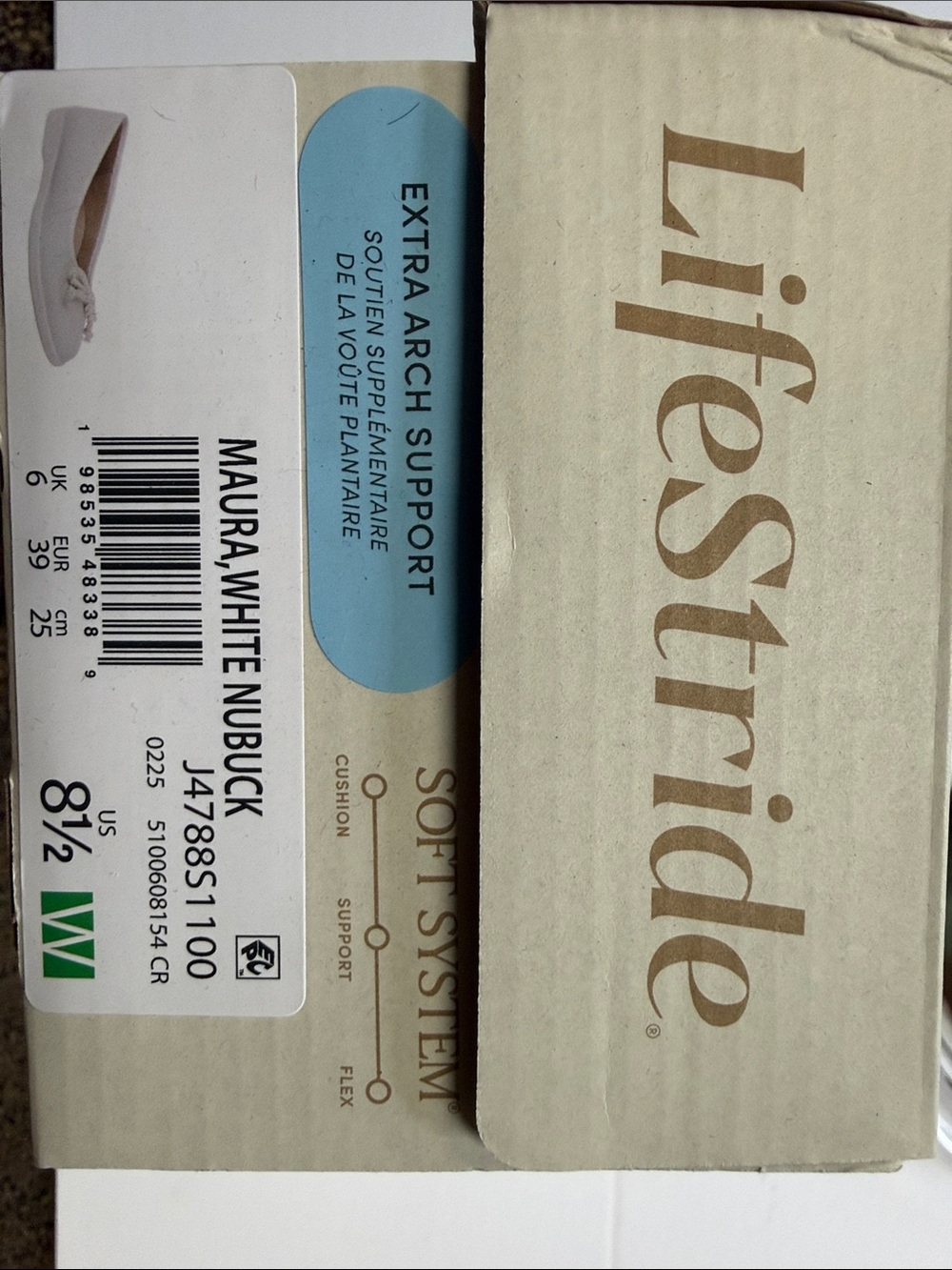 Life Stride Maura White Nubuck Flats